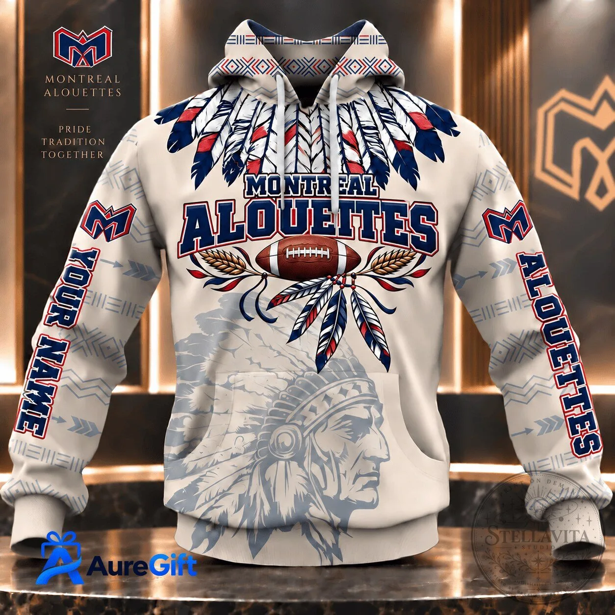 Montreal Alouettes CFL Football Team Native American Personalized Hoodie