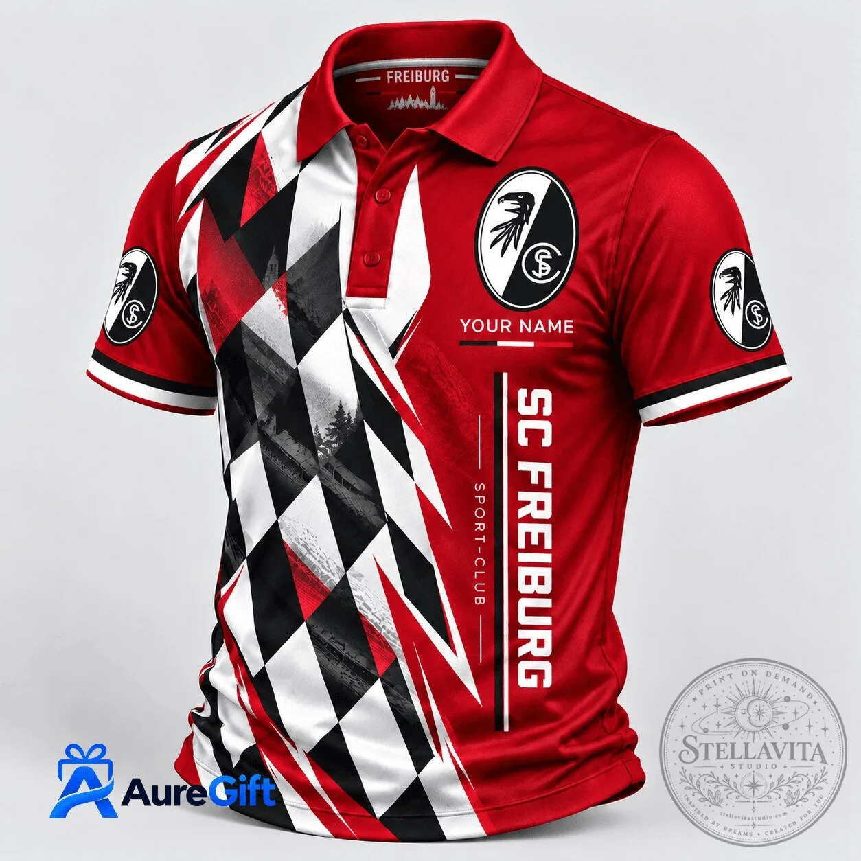 SC Freiburg Bundesliga Personalized Name Polo Shirt