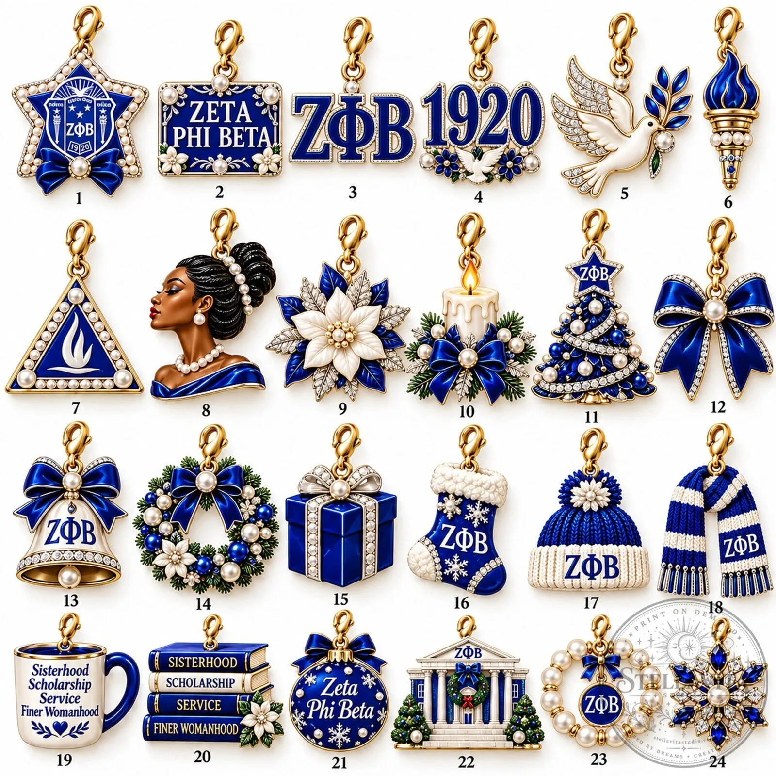 Zeta Phi Beta Christmas Tree Advent Calendar with 24 Numbered Pouches 2D 11 Zeta Phi Beta Christmas Tree Advent Calendar with 24 Numbered Pouches