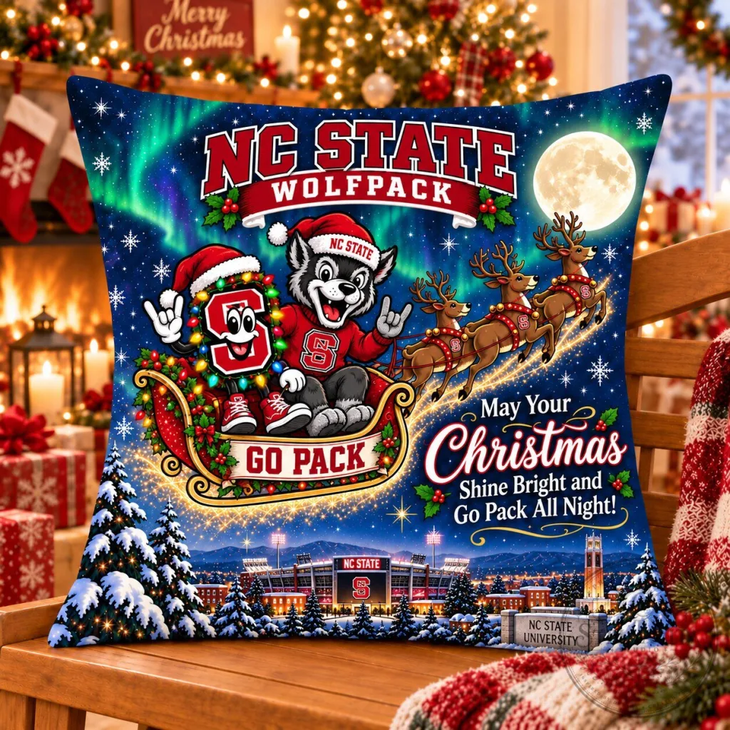 NC State Wolfpack Magical Christmas Night Flight Decorative Pillow NC State Wolfpack Magical Christmas Night Flight Decorative Pillow