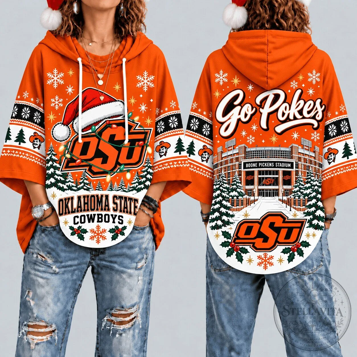 Oklahoma State Cowboys Christmas Santa Hat Hoodie