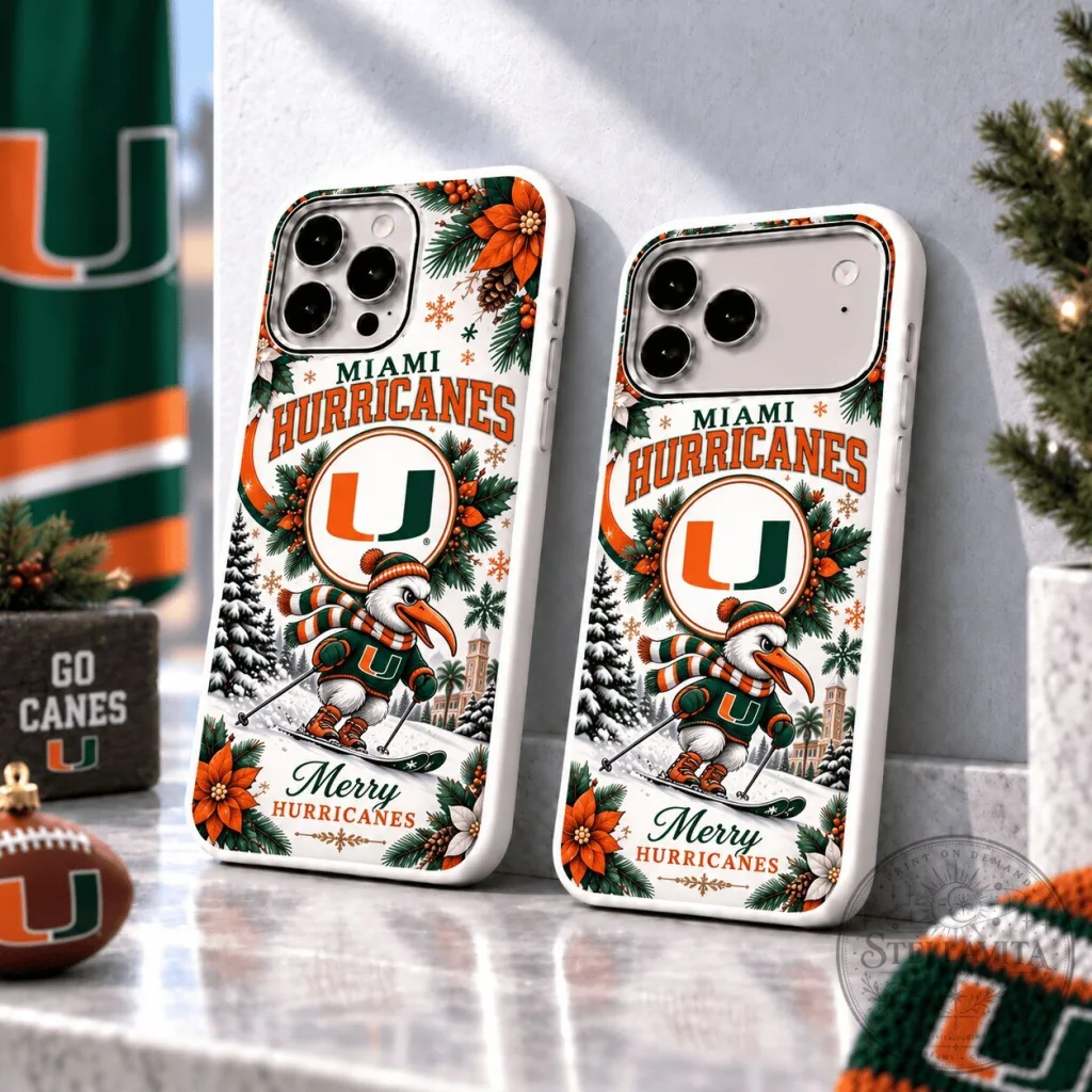 Miami Hurricanes Christmas Skiing Mascot Winter Sports Phone Case Miami Hurricanes Christmas Skiing Mascot Winter Sports Phone Case