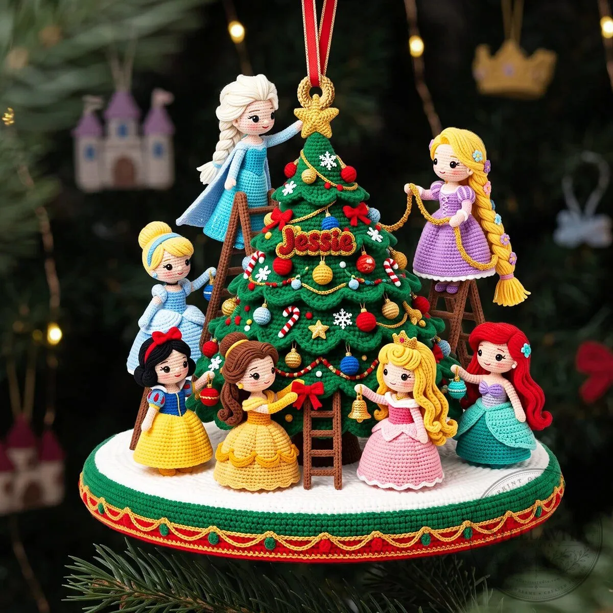 Disney Princesses Fairytale Christmas Tree Personalized Ornament 10 Disney Princesses Fairytale Christmas Tree Personalized Ornament