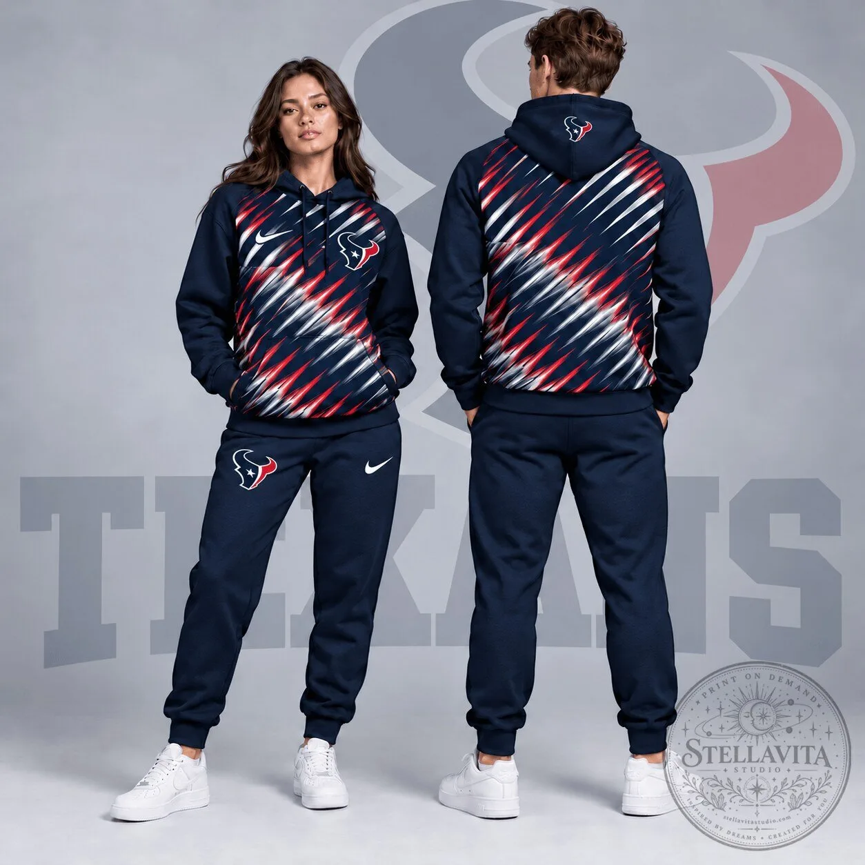 Houston Texans Dynamic Slash Streak Graphic Pullover Hoodie for Men and Women