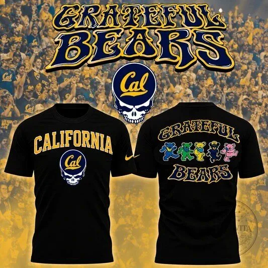 California Golden Bears Grateful Dead Dancing Bears Skull Black T-Shirt
