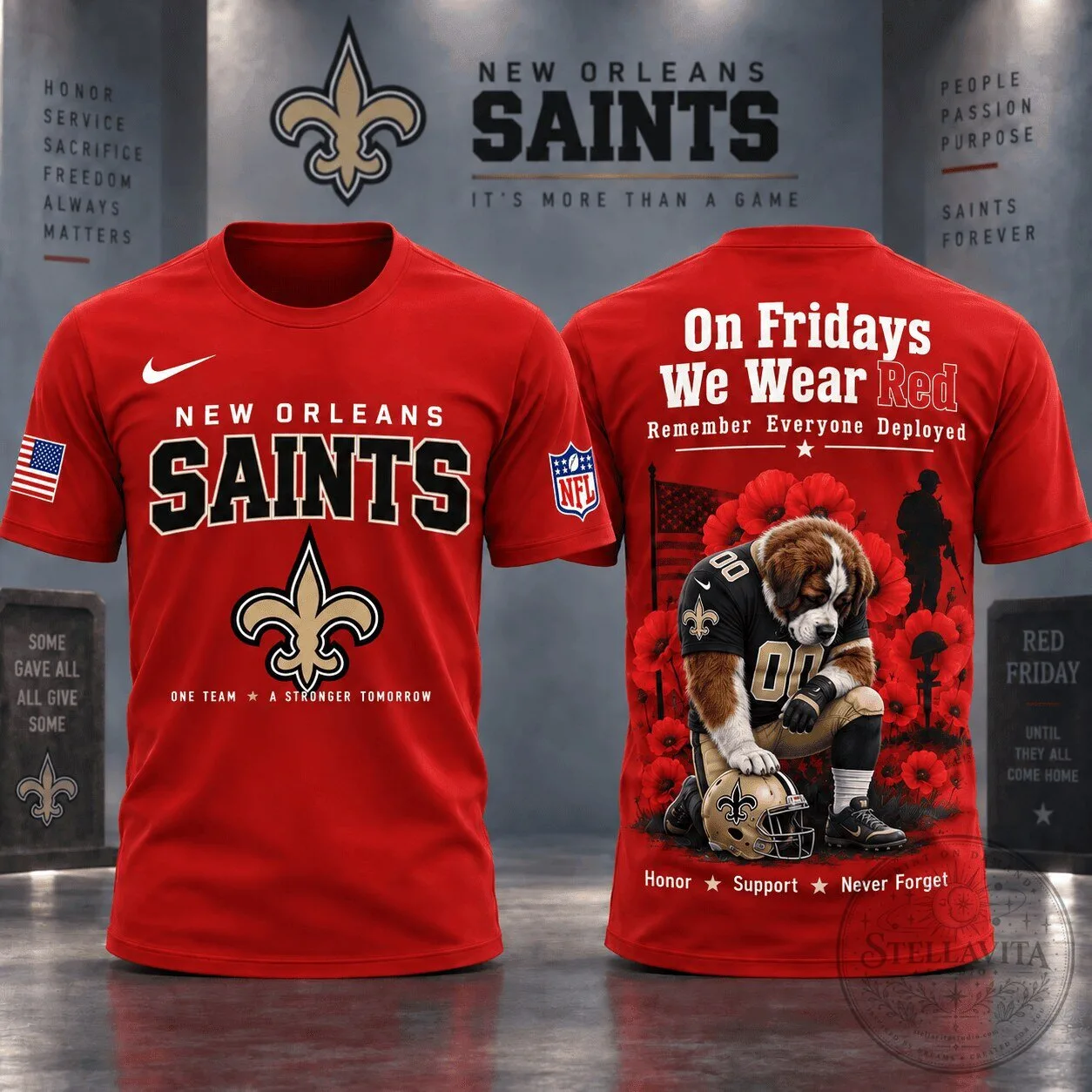 New Orleans Saints Red Friday Remember Everyone Deployed T-Shirt