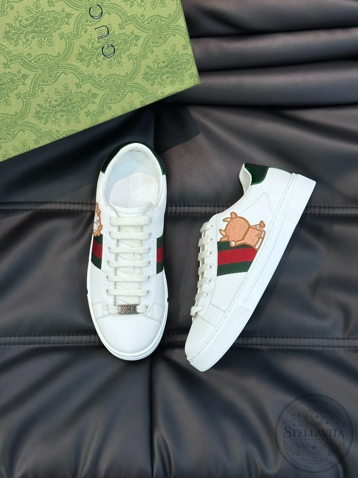 Gucci Doraemon Embroidered White Leather Sneakers 10 Gucci Doraemon Embroidered White Leather Sneakers