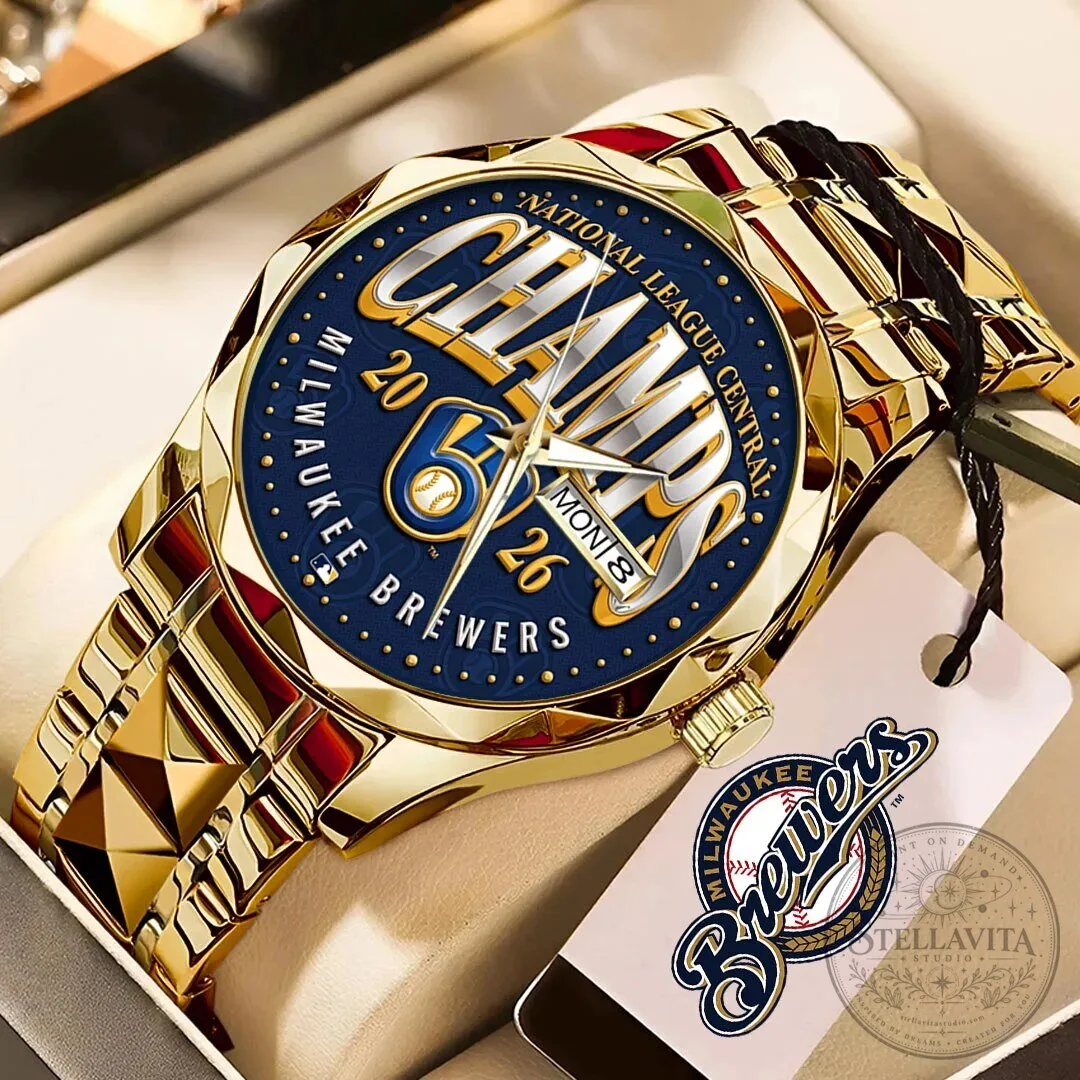 Milwaukee Brewers 2026 National League Central Champions Gold Tone Watch