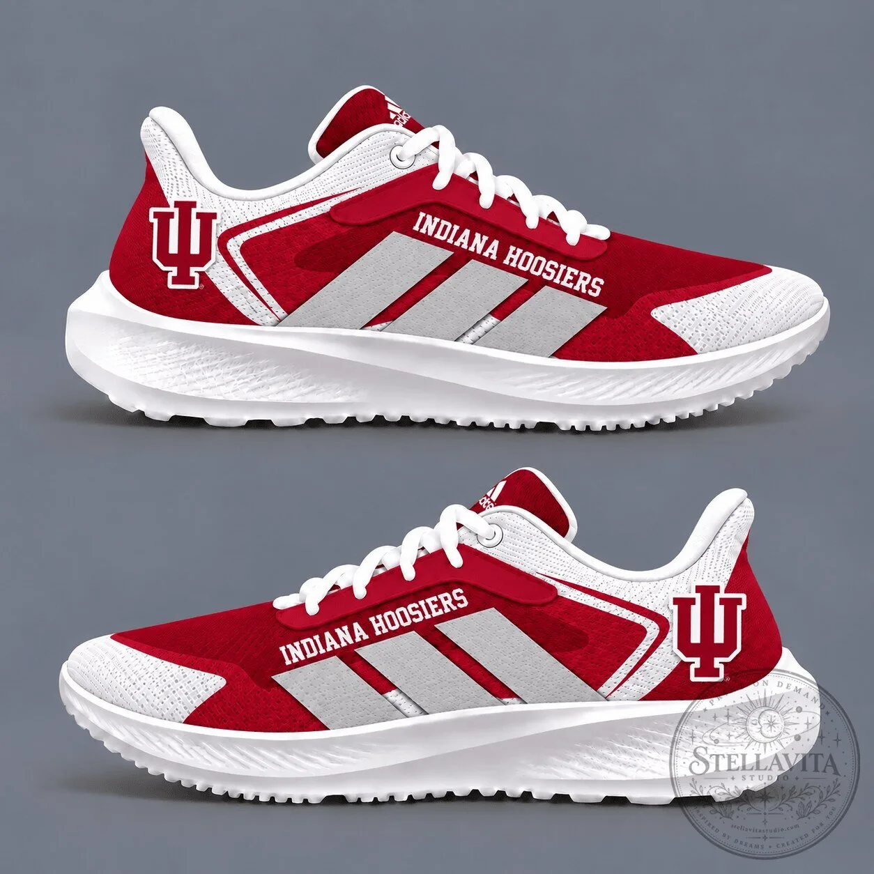 Indiana Hoosiers Victory Arch Logo Red and White Game Day Running Shoes