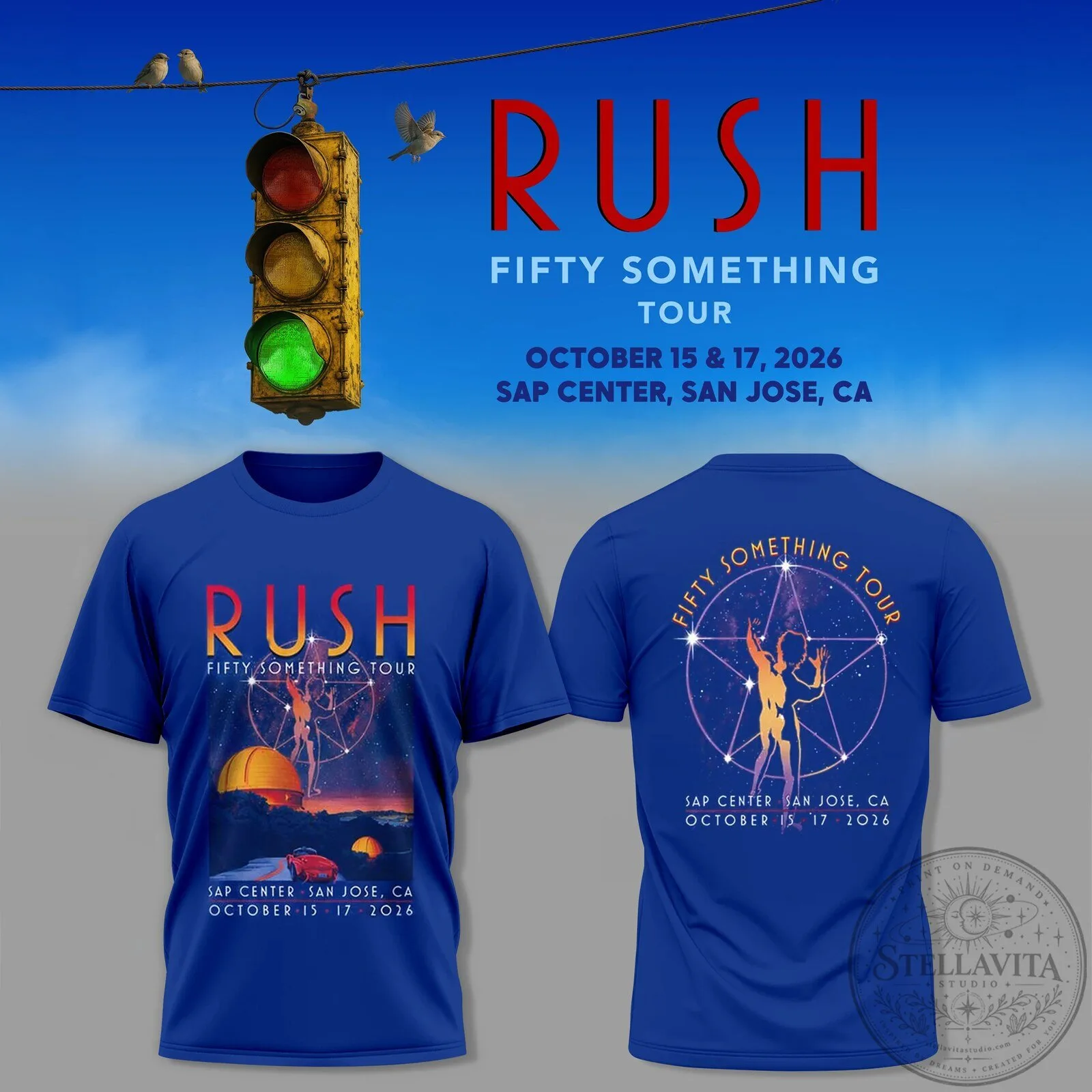 Rush Fifty Something Tour 2026 San Jose Concert Event T-Shirt 1 Rush Fifty Something Tour 2026 San Jose Concert Event T-Shirt