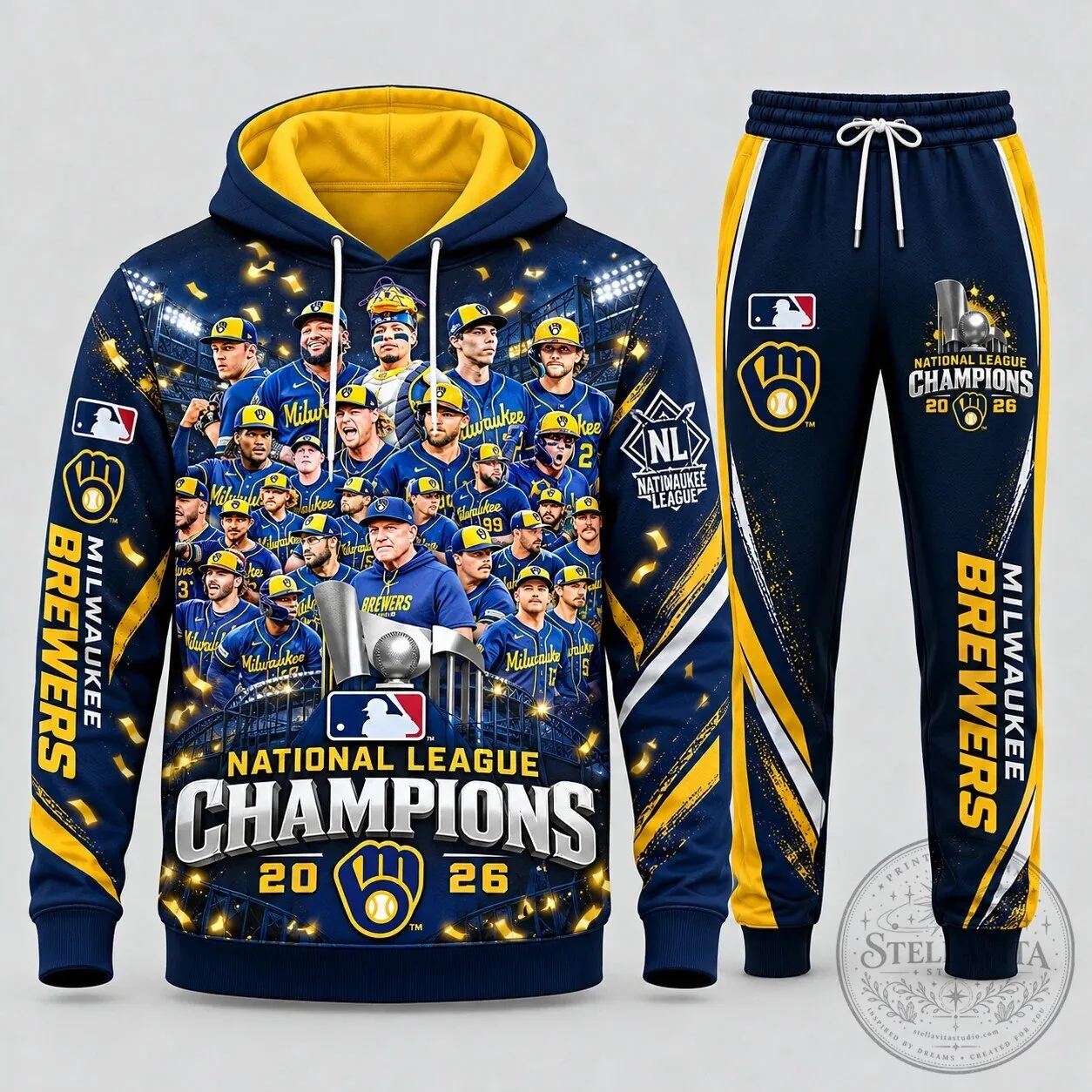 Milwaukee Brewers National League Champions 2026 Team Roster Hoodie