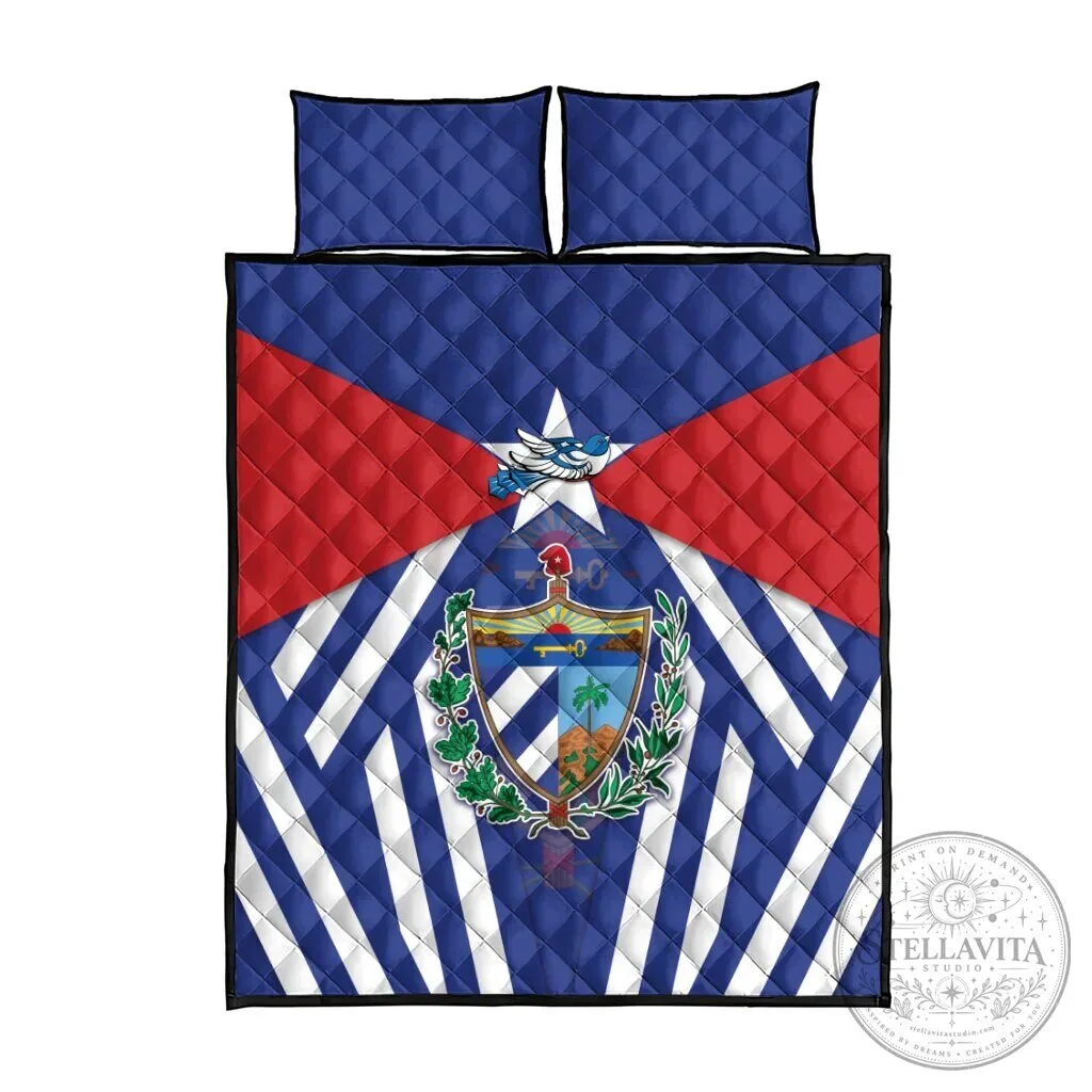 Viva Cuba Libre Cuban Flag Quilt Bedding Set With Coat Of Arms 10 Viva Cuba Libre Cuban Flag Quilt Bedding Set With Coat Of Arms