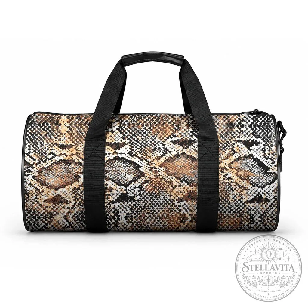 Vintage Snake Skin Pattern Travel Duffle Bag 7 Vintage Snake Skin Pattern Travel Duffle Bag