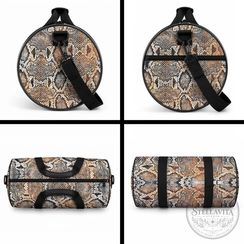 Vintage Snake Skin Pattern Travel Duffle Bag 11 Vintage Snake Skin Pattern Travel Duffle Bag