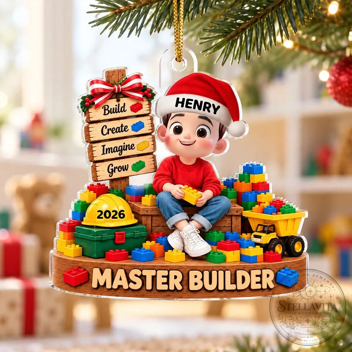 Personalized Master Builder Christmas Tree Ornament