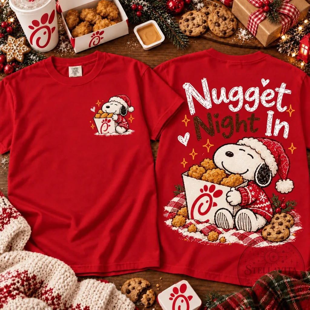 Snoopy Christmas Nugget Night In Chick-fil-A Holiday T-Shirt Snoopy Christmas Nugget Night In Chick-fil-A Holiday T-Shirt