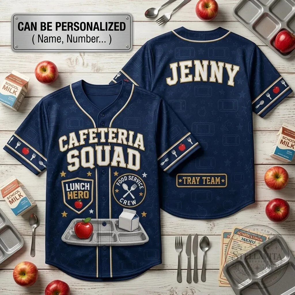 Baseball Jersey for Cafeteria Squad Lunch Hero - Customizable Design