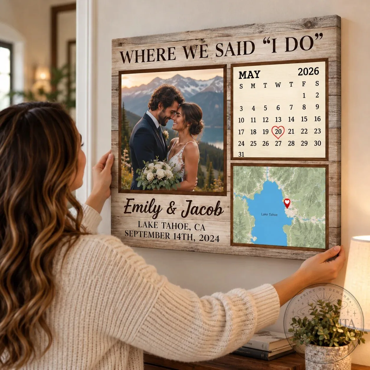 Personalized Wedding Where We Said I Do Photo Map Calendar Canvas Wall Art 10 Personalized Wedding Where We Said I Do Photo Map Calendar Canvas Wall Art