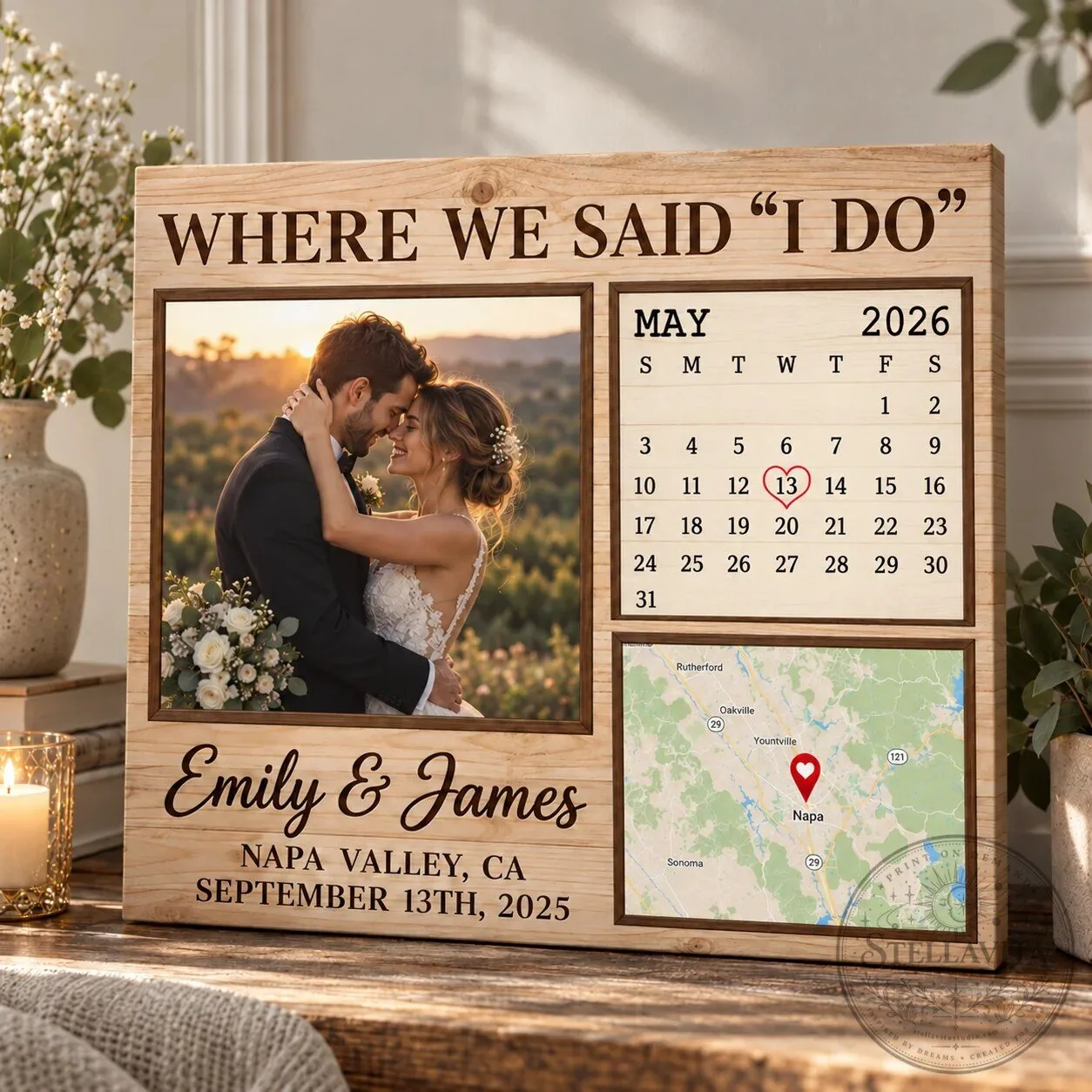 Personalized Wedding Where We Said I Do Photo Map Calendar Canvas Wall Art 11 Personalized Wedding Where We Said I Do Photo Map Calendar Canvas Wall Art