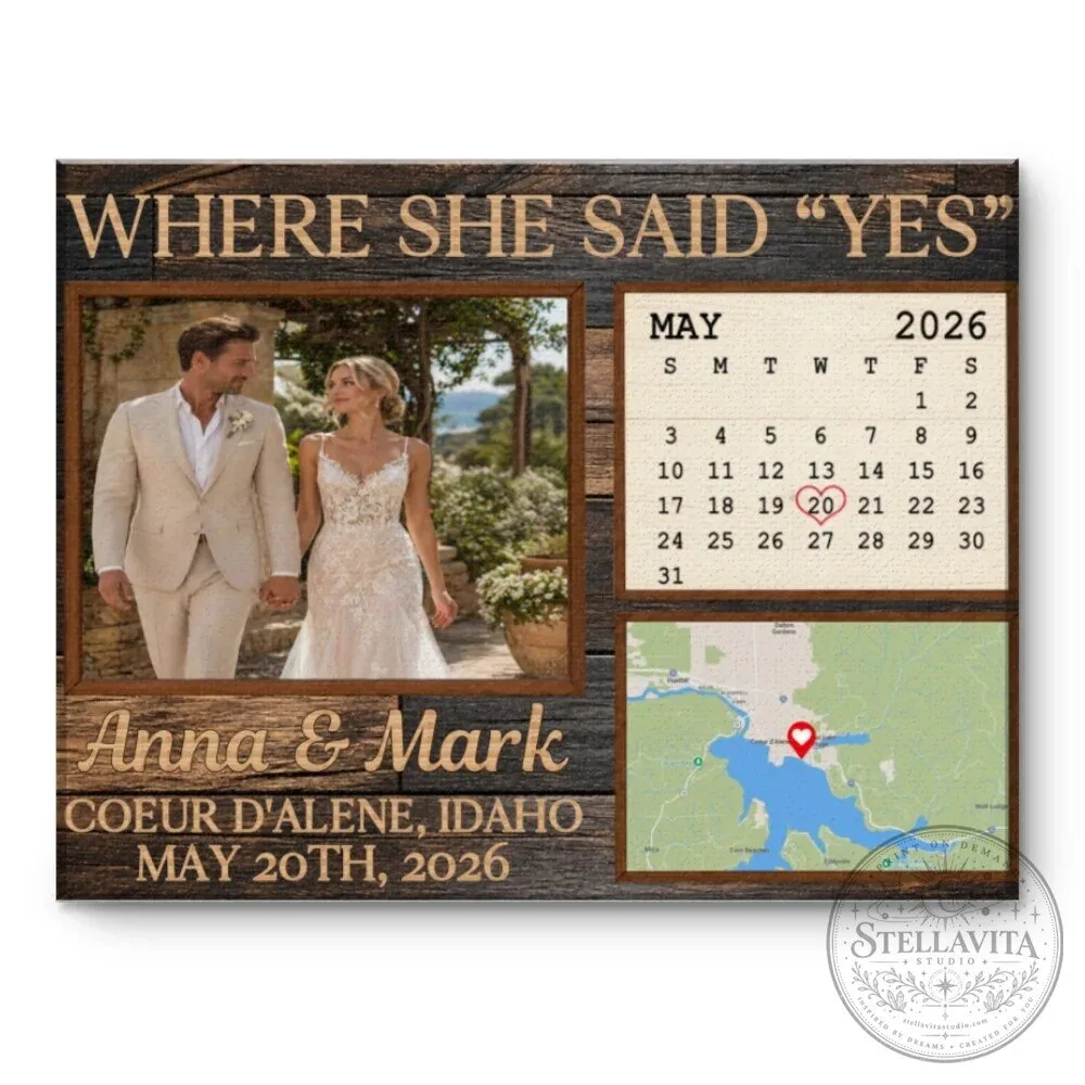 Personalized Wedding Where We Said I Do Photo Map Calendar Canvas Wall Art 15 Personalized Wedding Where We Said I Do Photo Map Calendar Canvas Wall Art