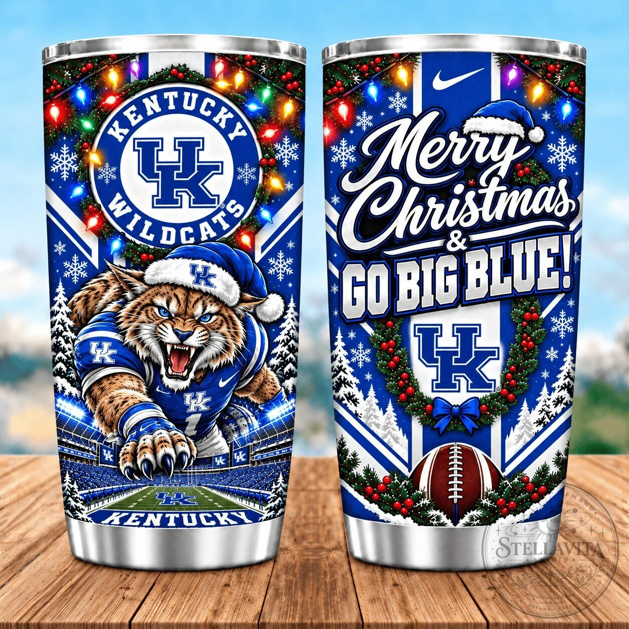 Kentucky Wildcats Christmas Spirit Merry Christmas Go Big Blue 20oz Tumbler