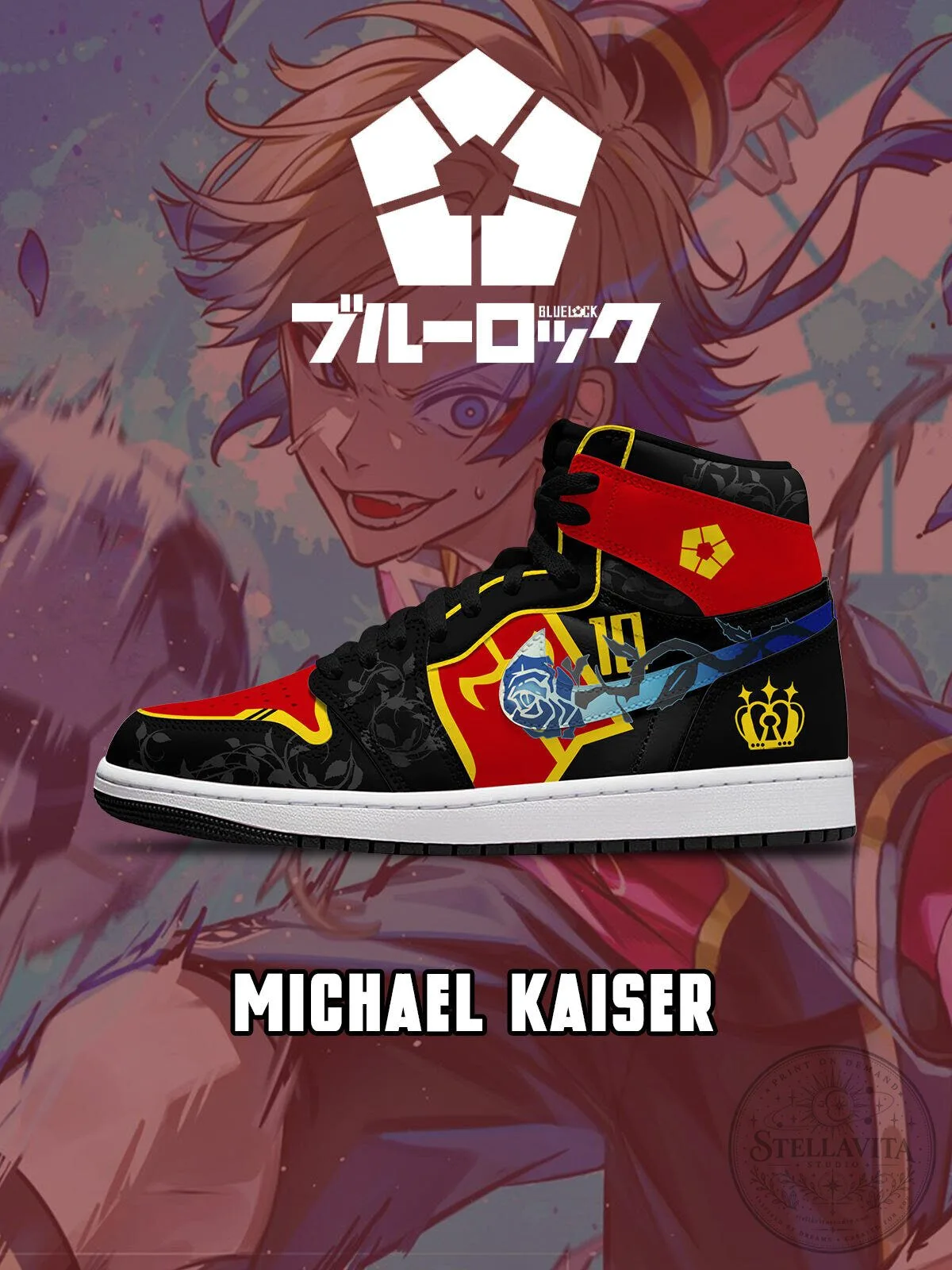 Michael Kaiser Blue Lock Anime High-Top Sneakers for Men and Women 1 Michael Kaiser Blue Lock Anime High-Top Sneakers for Men and Women