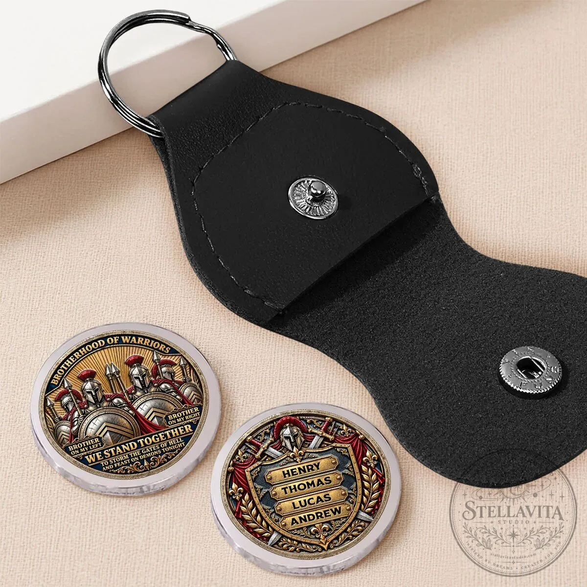 Brotherhood of Warriors Personalized Pocket Hug Coin Keychain 12 Brotherhood of Warriors Personalized Pocket Hug Coin Keychain