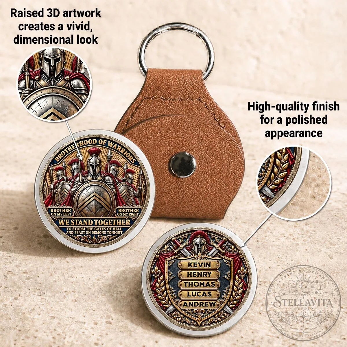 Brotherhood of Warriors Personalized Pocket Hug Coin Keychain 15 Brotherhood of Warriors Personalized Pocket Hug Coin Keychain