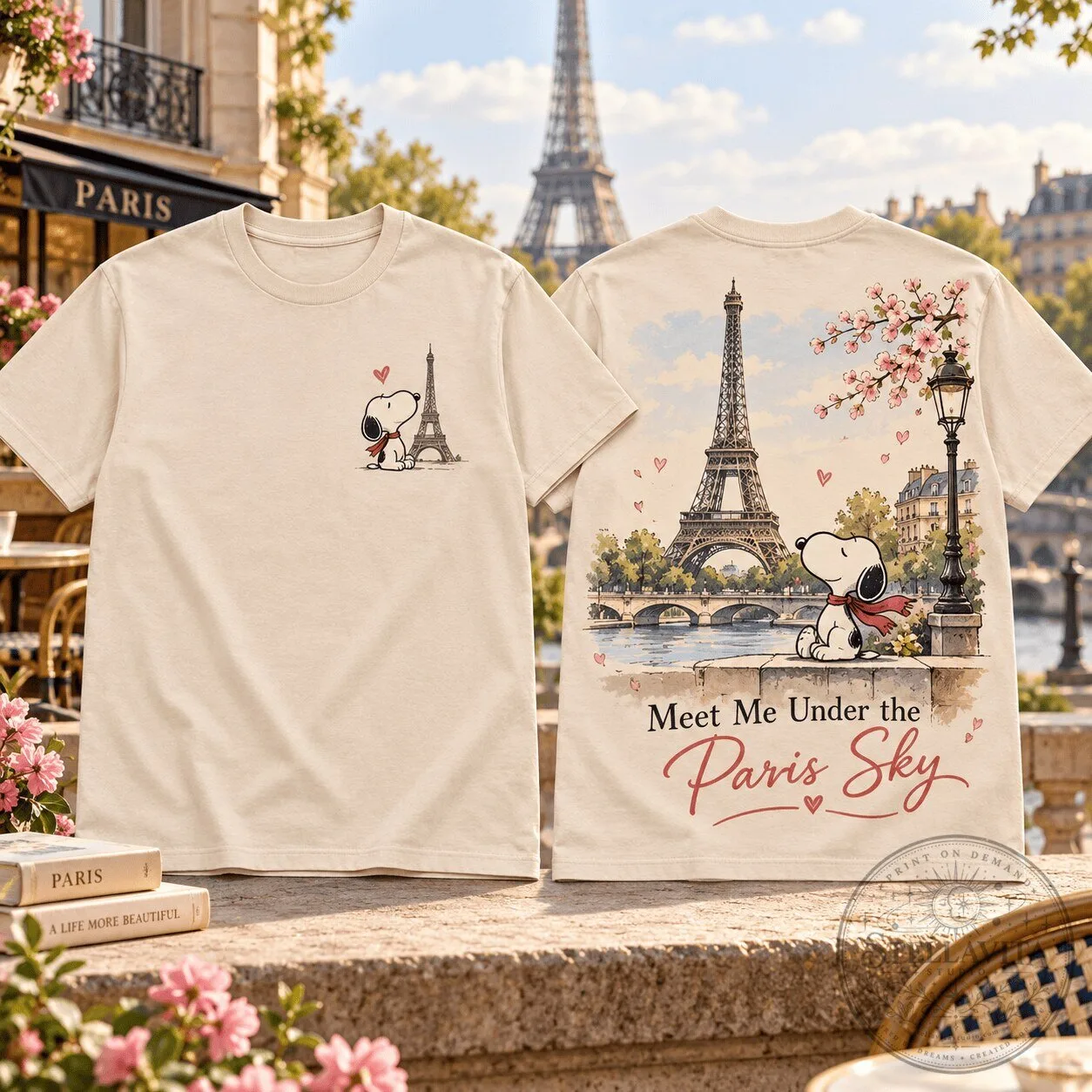 Snoopy Meet Me Under the Paris Sky Eiffel Tower Graphic T-Shirt 3 Snoopy Meet Me Under the Paris Sky Eiffel Tower Graphic T-Shirt