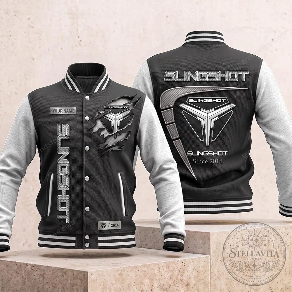 Polaris Slingshot Custom Name Black and White Varsity Jacket