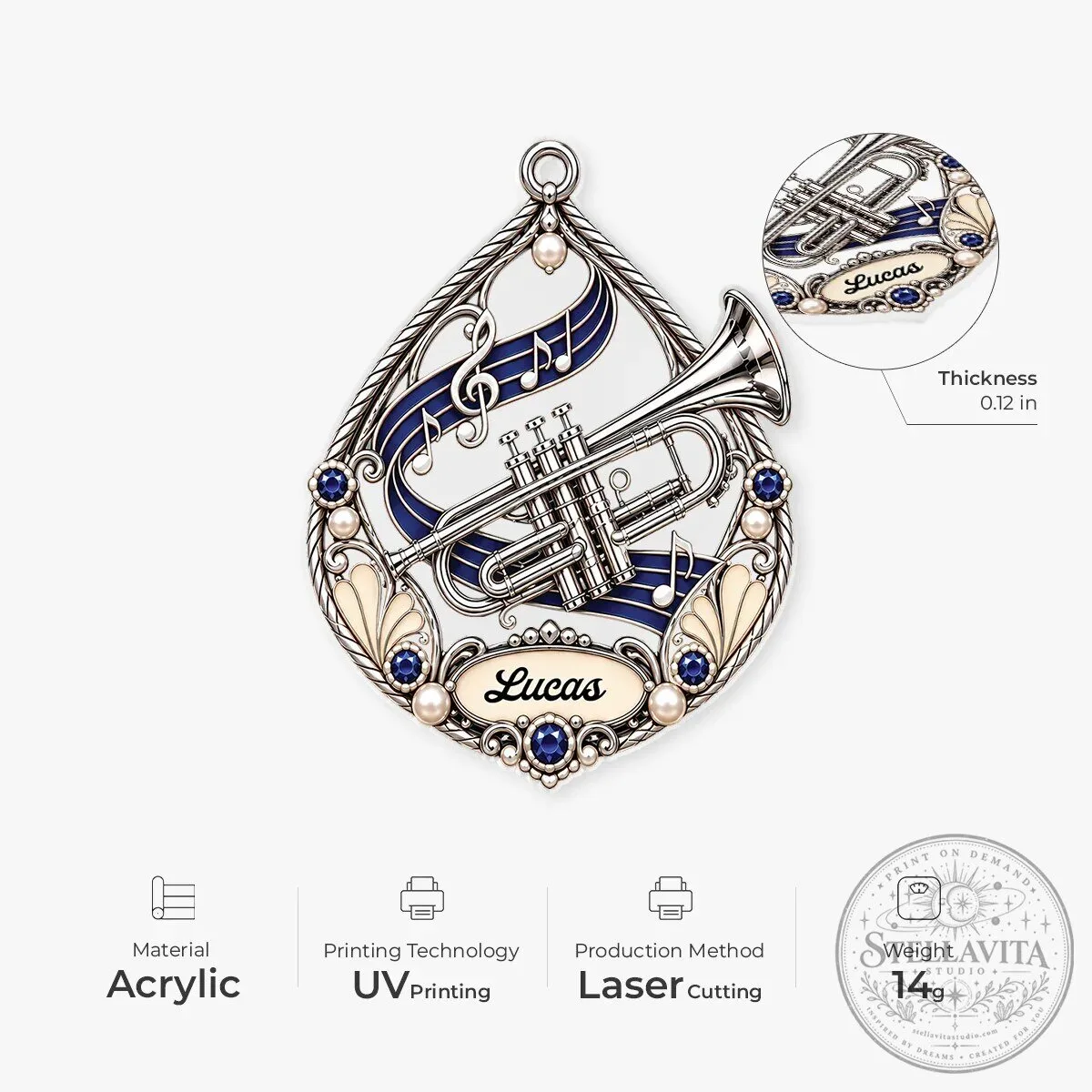 Personalized Musical Instrument Christmas Ornament - Custom Name Music Lover Gift 10 Personalized Musical Instrument Christmas Ornament - Custom Name Music Lover Gift