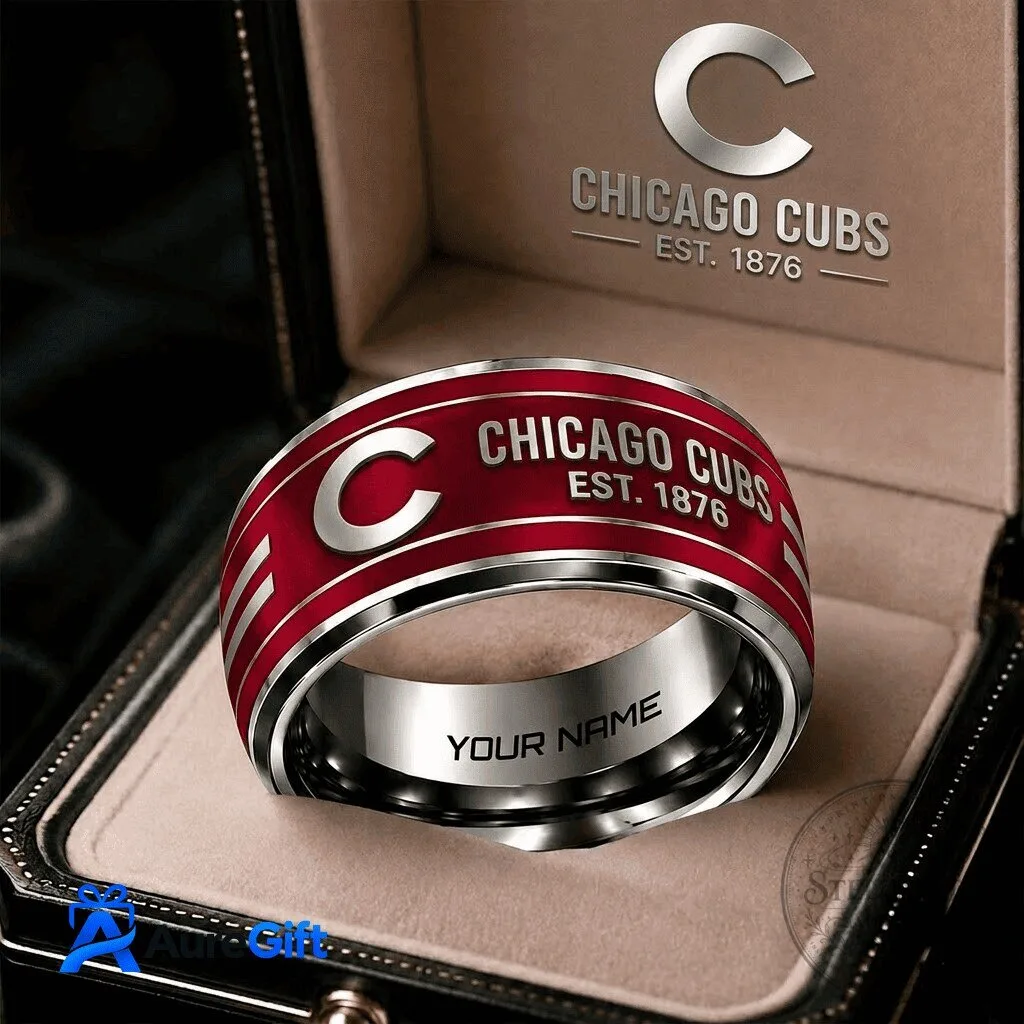 Chicago Cubs Baseball Team Personalized Stainless Steel Ring for Men 3 Chicago Cubs Baseball Team Personalized Stainless Steel Ring for Men