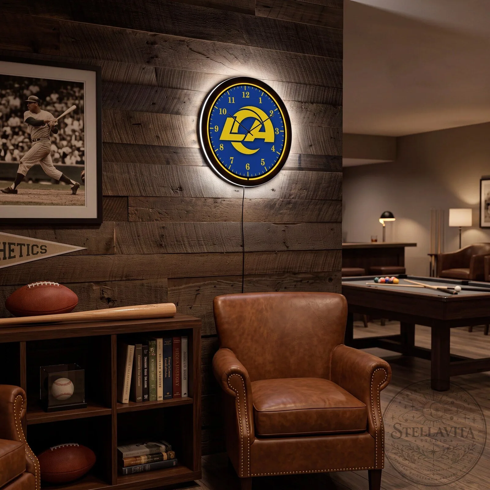 Los Angeles Rams LED Wall Clock Illuminated NFL Football Team Logo Decor