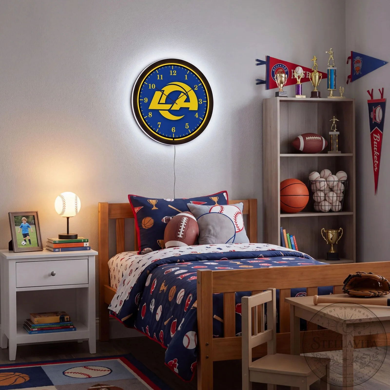 Los Angeles Rams LED Wall Clock Illuminated NFL Football Team Logo Decor 6 Los Angeles Rams LED Wall Clock Illuminated NFL Football Team Logo Decor