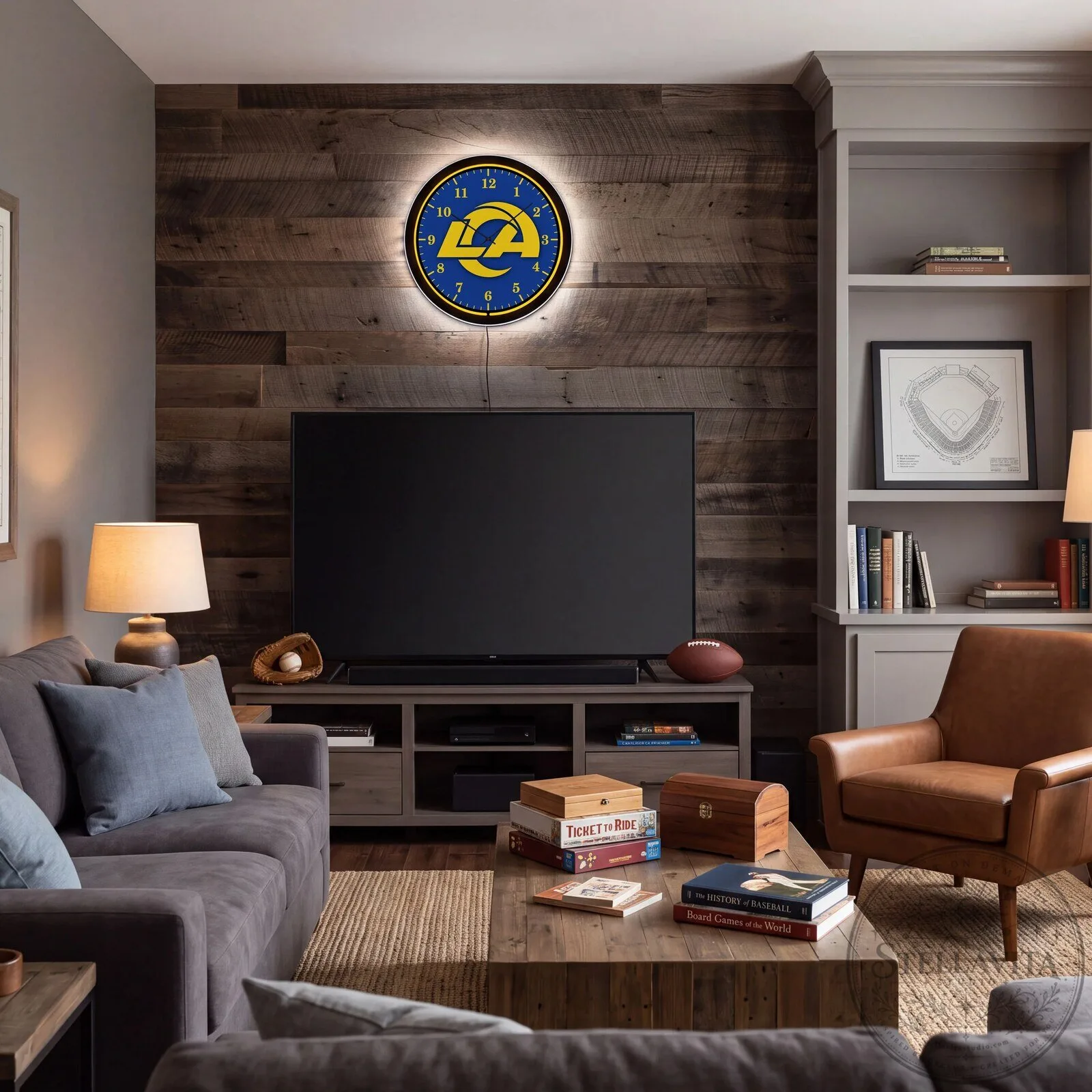 Los Angeles Rams LED Wall Clock Illuminated NFL Football Team Logo Decor 7 Los Angeles Rams LED Wall Clock Illuminated NFL Football Team Logo Decor