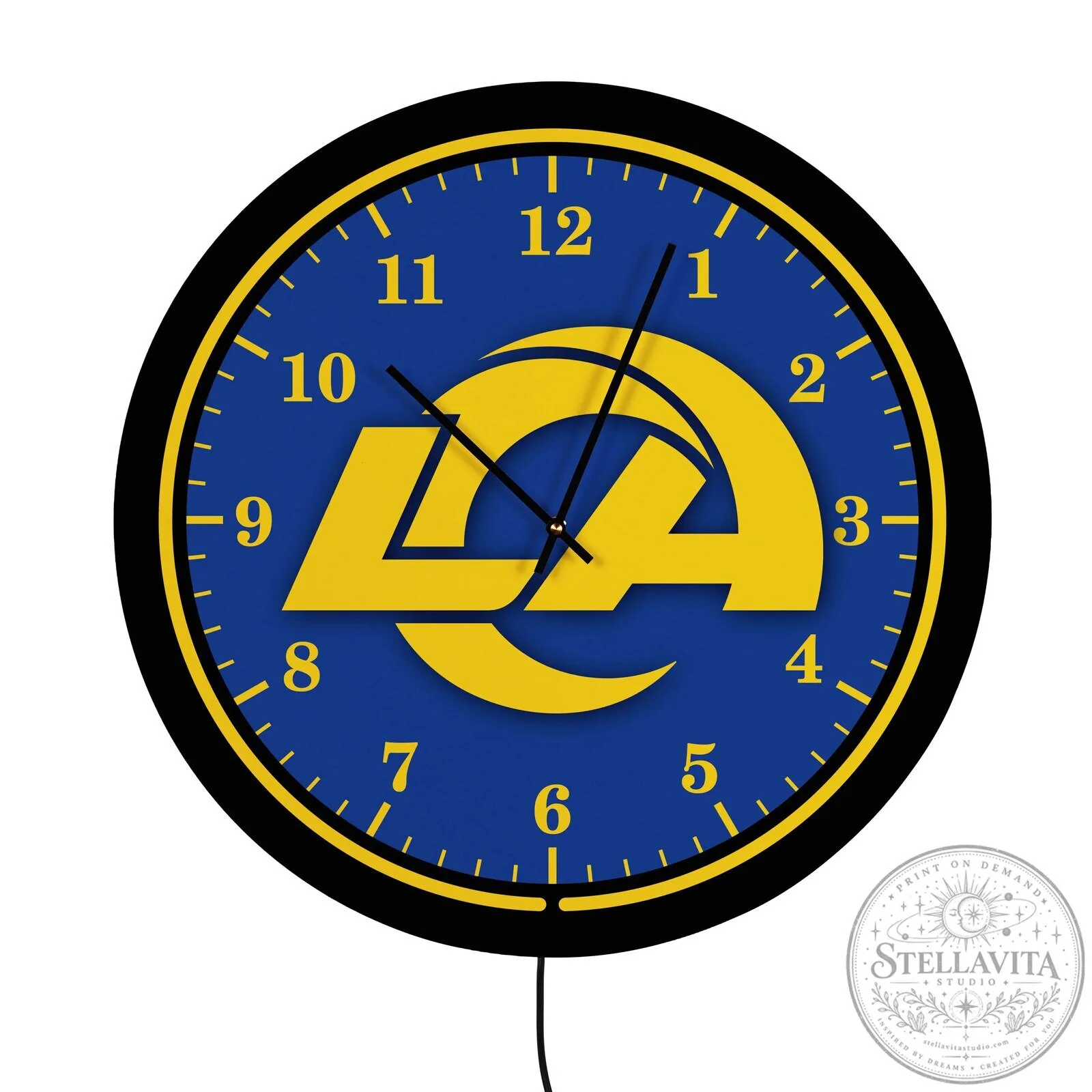 Los Angeles Rams LED Wall Clock Illuminated NFL Football Team Logo Decor 9 Los Angeles Rams LED Wall Clock Illuminated NFL Football Team Logo Decor